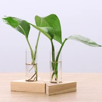 2pcs rustic test tube flower vases in wood stand for home decor wooden display