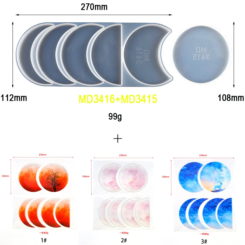 

TC082 DIY Eclipse Mold Moon Planet Epoxy Resin Mold Silicone Lunar Molds UV Resin Jewelry Craft