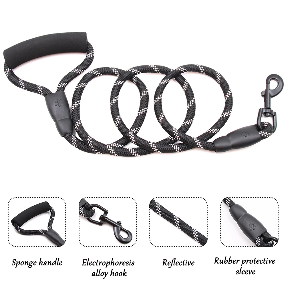 Светоотражающий прочный поводок для собак среднего и крупного размера