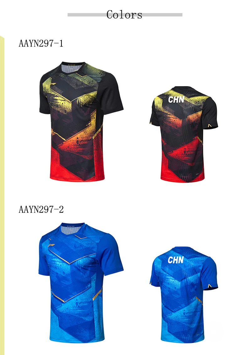 Li-Ning, Мужская футболка для настольного тенниса, для сухой команды, спонсора, дышащая подкладка, для соревнований, спортивные футболки, топы, AAYN297 MTS2903