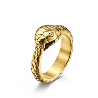 fashion cobra snake rings for women gold color stainless steel punk rock ring vintage animal jewelry wholesale