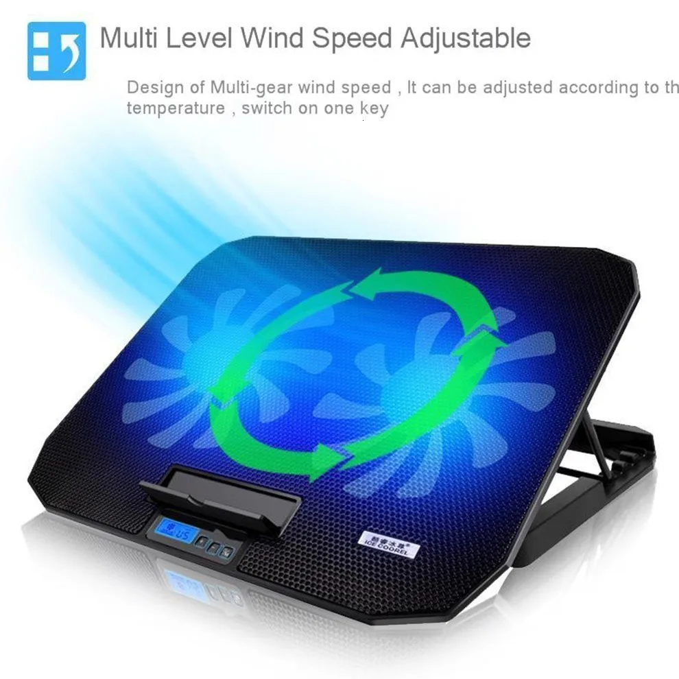 jelly comb gaming laptop cooler adjustable speed 2 usb ports and 2 cooling fan laptop cooling pad notebook stand for 12 17 inch free global shipping