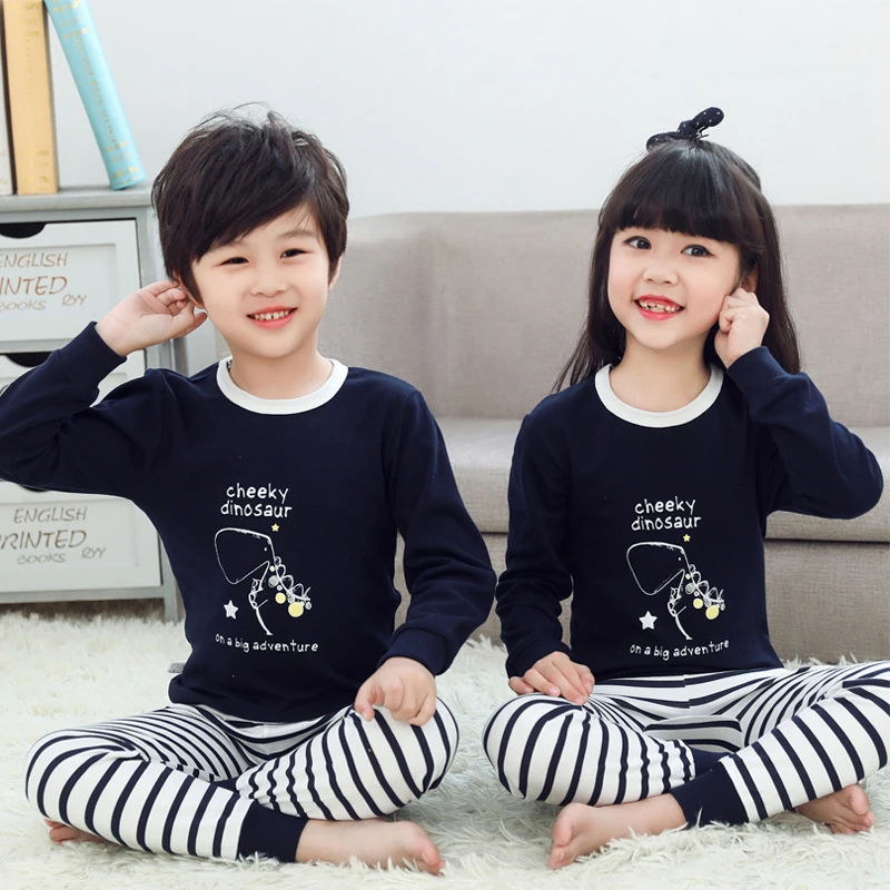 Детские пижамные комплекты одежда для сна маленьких девочек и мальчиков