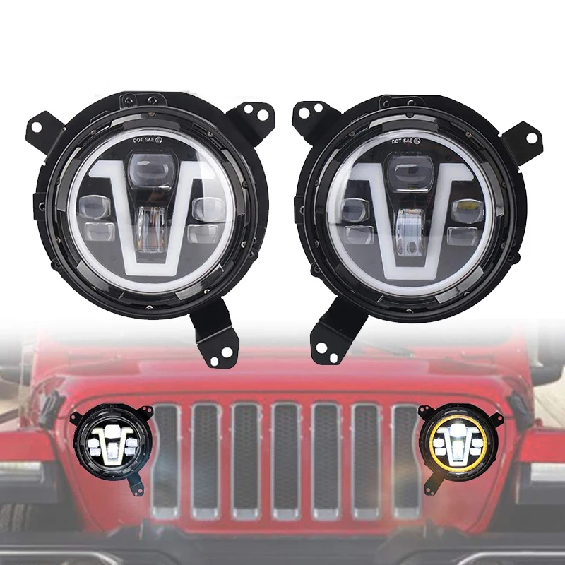7 дюймовый светодиодный фар 12V рабочий фары с DRL Янтарный указатель поворота Halo H4