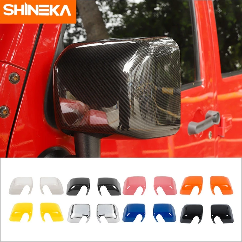 

SHINEKA 2/4Door Car Rearview Mirror Cover Shell Base Decoration Trim Sticker Exterior Accessories For Jeep Wrangler JK 2007-2017