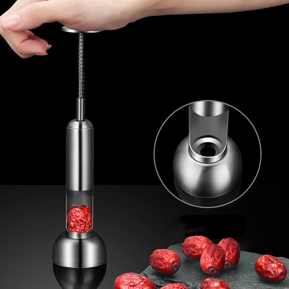 

Professional Cherry Corer Vertical Corer 304 Stainless Steel Olive Corer with Spring Handle for Cherry Olive Red Dates