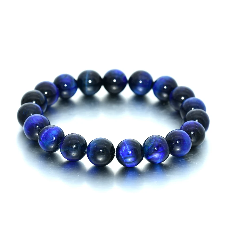 Женский и мужской браслет с тигровым глазом NAPOLN синий бисером из драгоценного