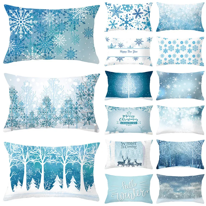 

Fuwatacchi Christmas Day Cushion Cover Snow Printed Throw Pillowcases Decoratives Throw Pillow Covers for Sofa Home Accessories