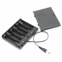 black 6 x 1 5v aa battery holder storage box 6 slots with dc plug wirecover for 6aa 9v batteries plastic case