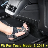 lapetus car styling rear armrest box anti kick panel air condition ac cover trim for tesla model 3 2018 2021 abs carbon fiber