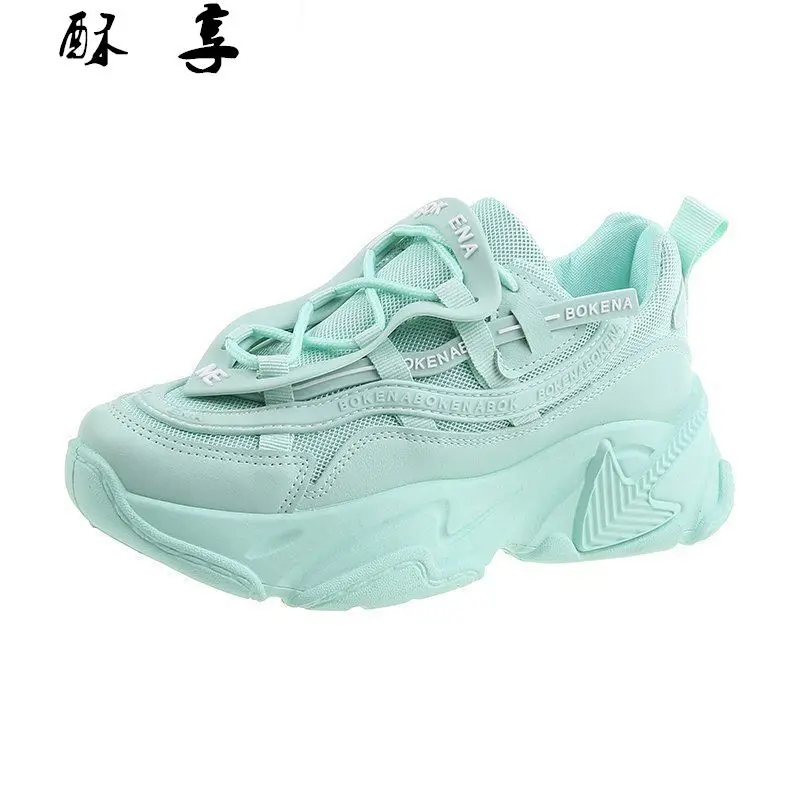 

2021 Spring New Fashion Platform Sneakers Breathable Mesh Women Vulcanized Shoes Round Head White Casual Shoes Zapatillas Mujer