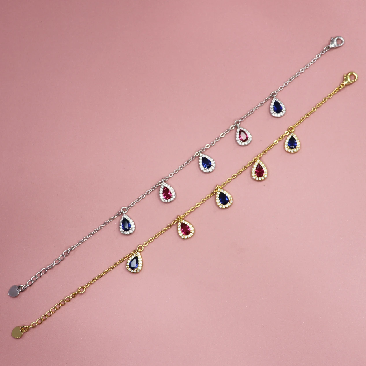 Классический модный красный и синий циркониевый браслет AAA свадебный подарок для