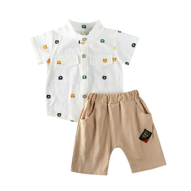 Boy Clothes 2PCS Infant Kids Baby Short Sleeve Shirt Top + Pants Outfit Set 2020 Summer |