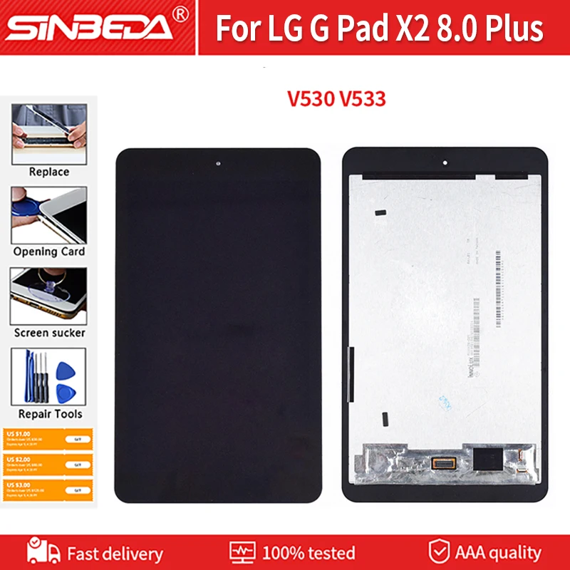 

Original 8.0" Display For LG G Pad X2 8.0 Plus FHD LTE V530 LCD Display Touch Screen Digitizer Assembly for LG V530 V533 LCD