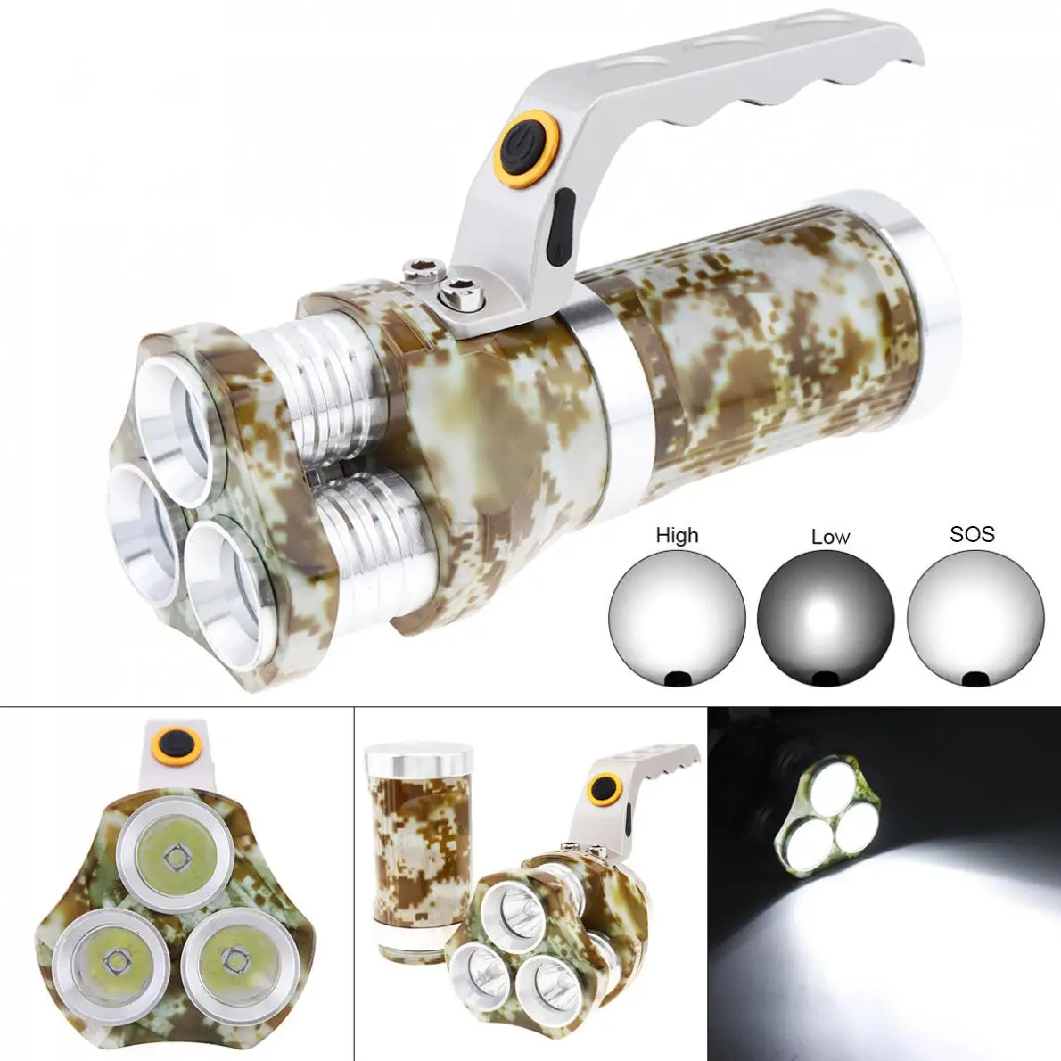 

Waterproof 3 Modes Light 3000 Lumens 3 XML-T6 LED Handheld Torch Flashlight Searchlight Rechargeable for Outdoor Hunting