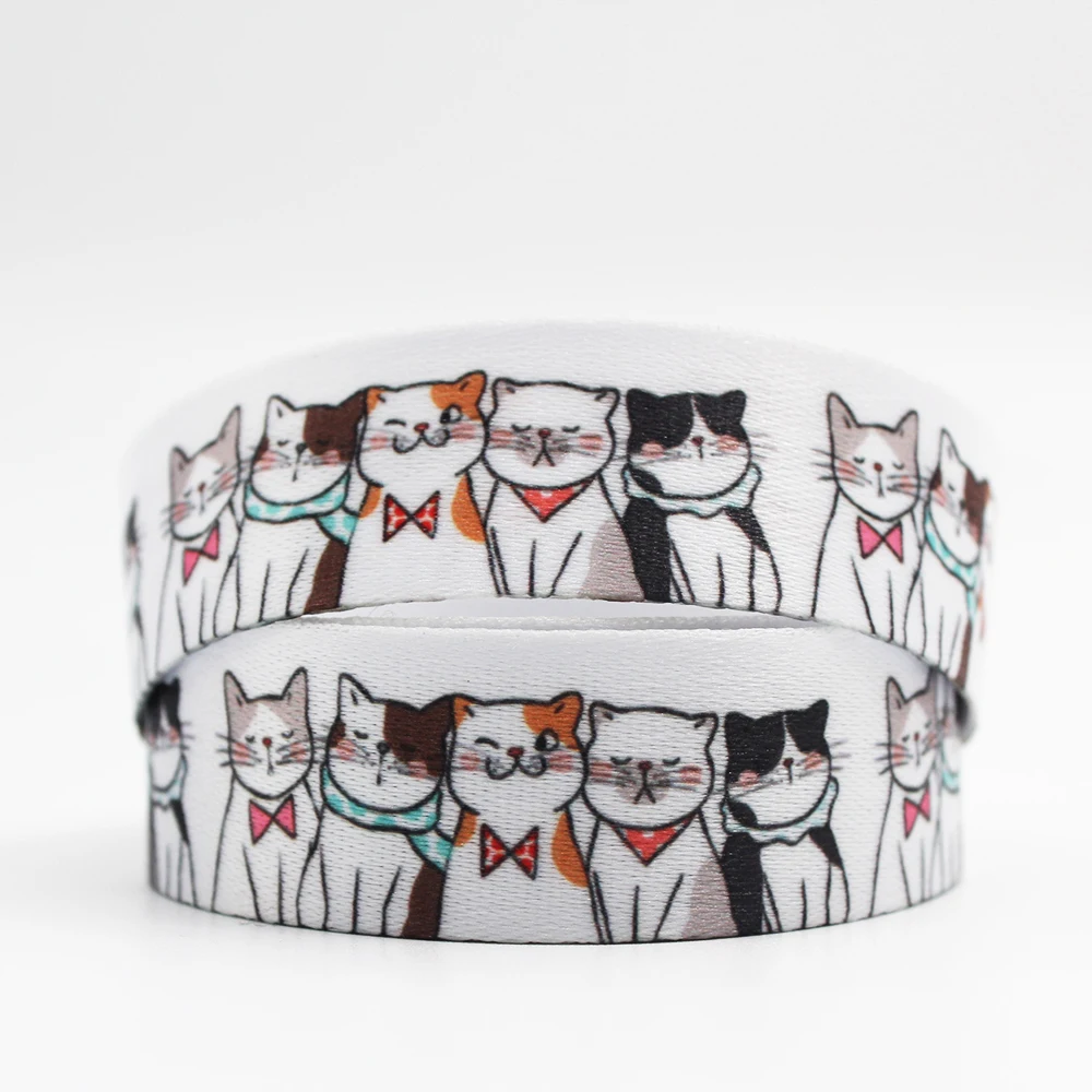 

Cute Cat Printed Lanyard Ribbon Badge Id Lanyard/mobile Phone Strap/key Lanyard Neck with Keychain10MM/16MM/20MM/25MM/35MM