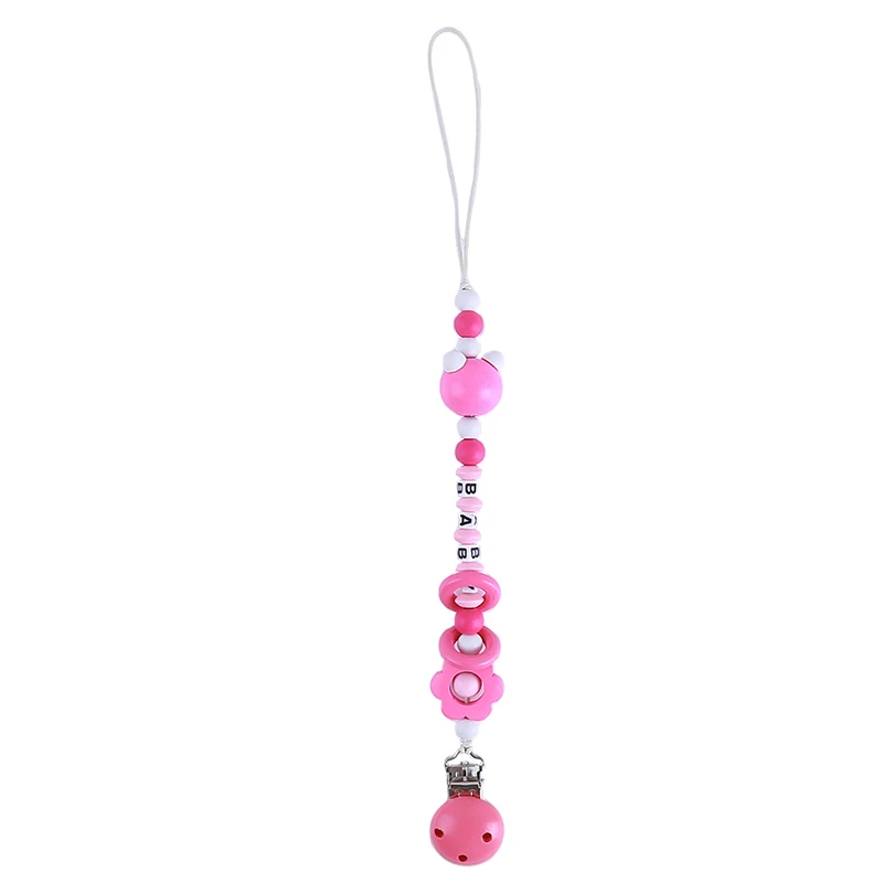 

Wooden Bear Baby Pacifier Clip Holder For Nipple Teether Chain For Infant Nipple Clip Holders
