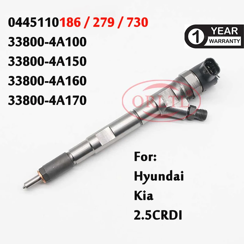 

0445110279 0445110186 33800-4A150 Diesel Fuel Injector 2.5 CRDI 0445110730 for Hyundai Kia 33800-4A100 33800-4A160 33800-4A170