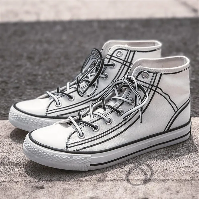 Anime Pikachu Pokemon Cartoon Plimsolls Cosplay Canvas Shoes Caricature Fashion Student Dunk High Black White Scrawl Board Shoes
