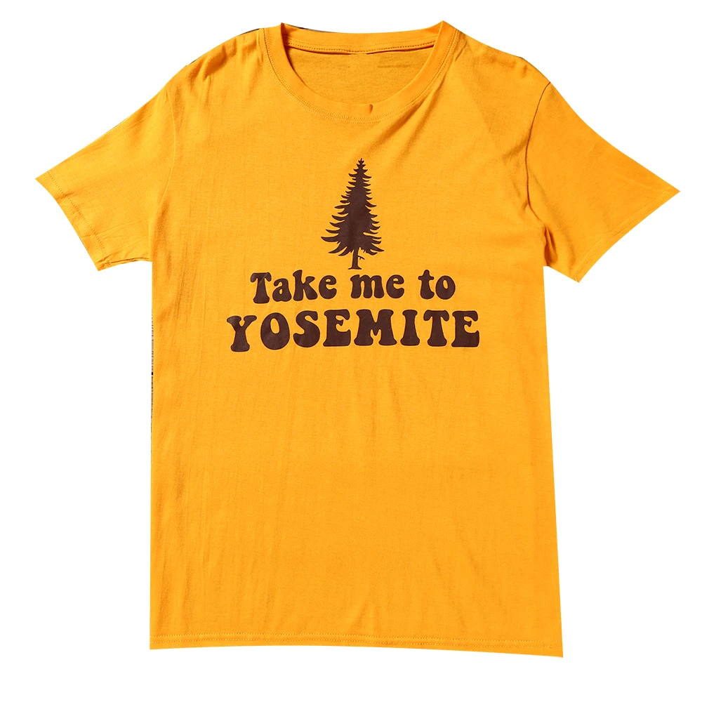 VESSOS Женская бейсбольная Футболка Harajuku Femme take me to yousemite Ulzzang женская желтая