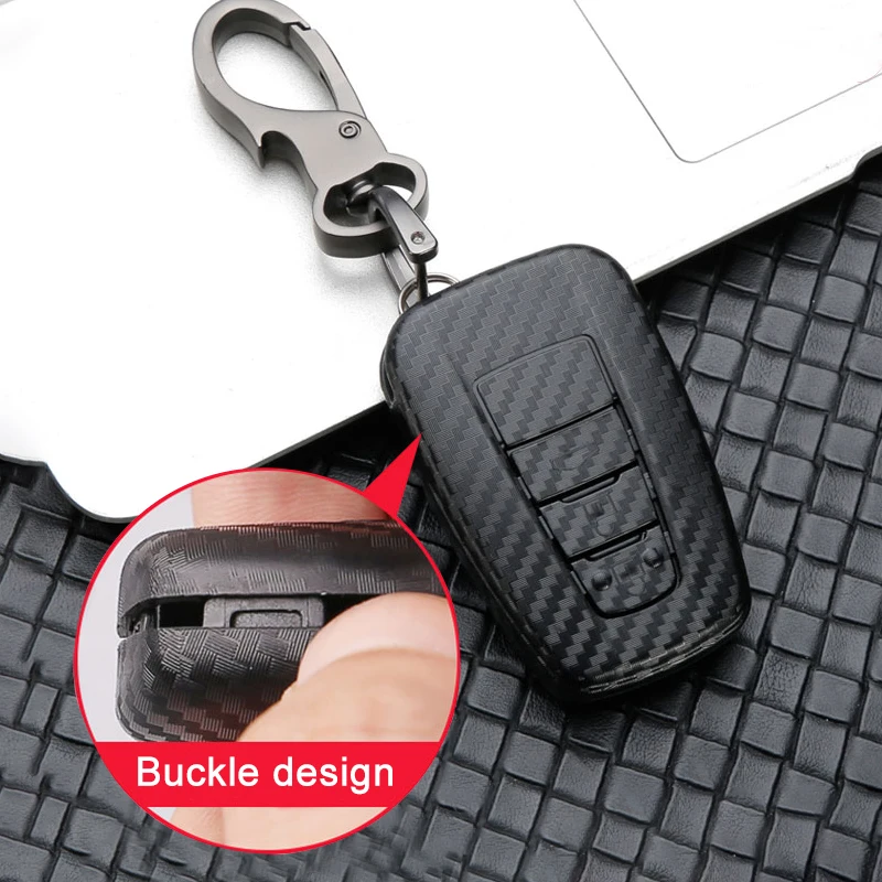 Чехол для автомобильного ключа из АБС-углеволокна Toyota Camry Prius RAV4 CHR Corolla Avalon Land Cruiser
