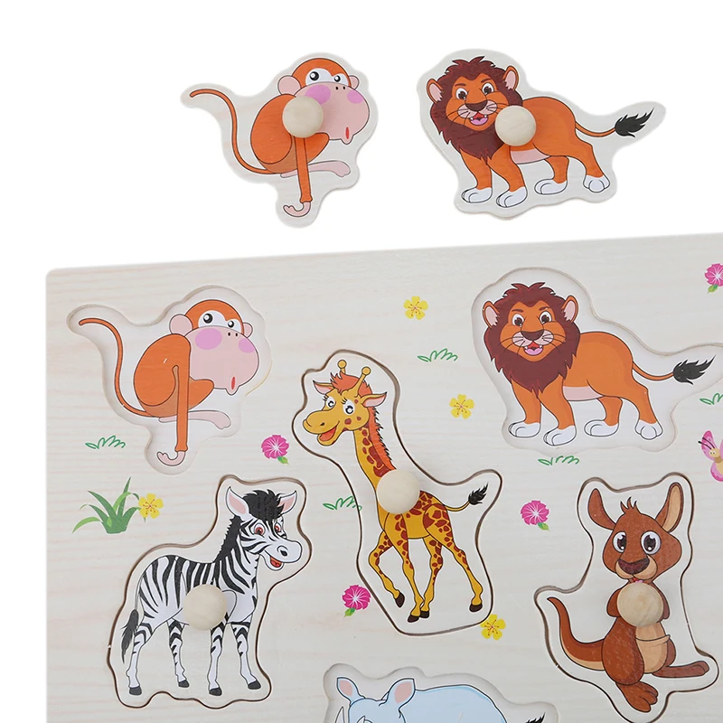 

New 1 Set Wooden Toy Hand Puzzles People Animals Recognition Puzzle For Children Educational Kids Baby Classic Learning Toy