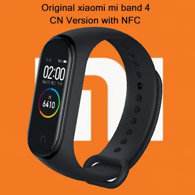 CN version with NFC Фирменный Xiaomi mi браслет 4 браслет mi Band 4 фитнес-браслет 3 цвета AMOLED экран музыкальный контроль Smartband - Цвет: CN version with NFC