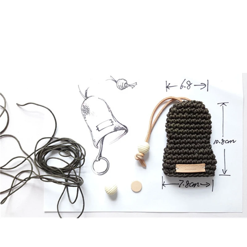 Оригинальный кошелек для ключей ручная вязка вязанный крючком из вощеной