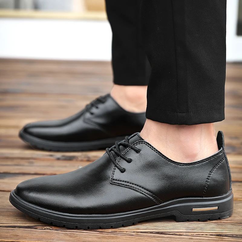 

Spring Casual Shoes Men's Leather Casual Shoes Sapato Masculino Man Shoe Black Mens Boots Zapatos Hombre Men Fashion Flat