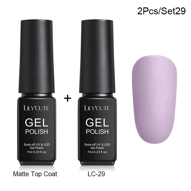 2 Pcs 29 LILYCUTE Матовый УФ-гель для ногтей матовый верхний слой цвет УФ гель для ногтей лак Гибридный впитывающий гель лак маникюрный гель лак - Цвет: 2 Pcs 29
