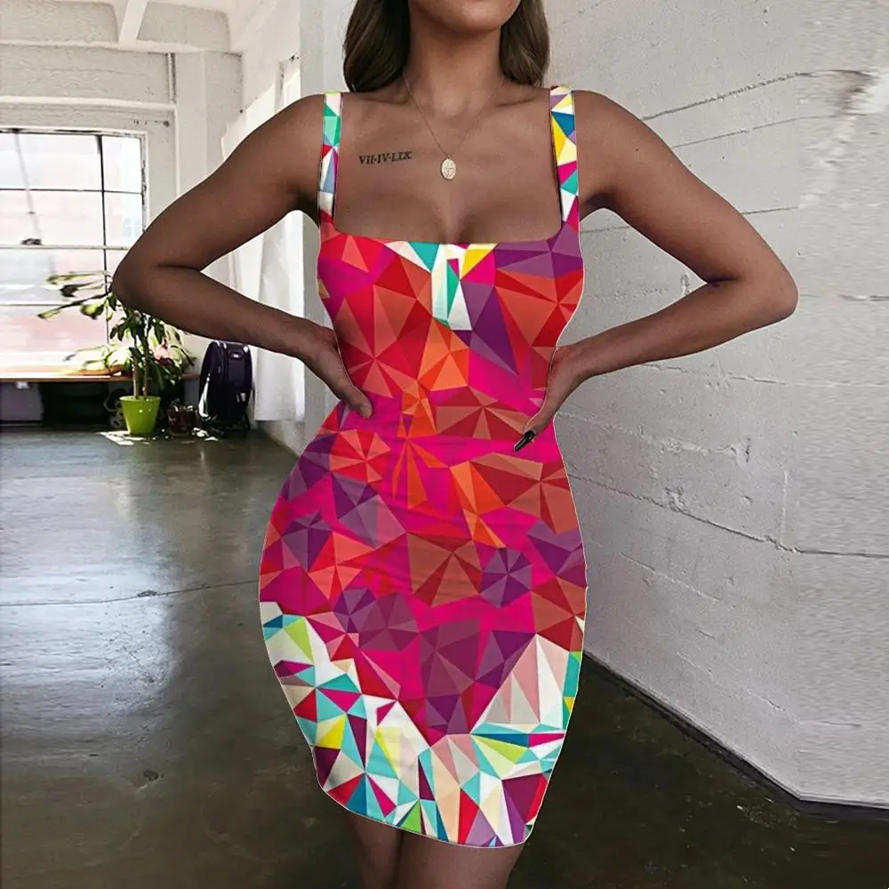 

Giyu Brand Love Dresses Women Colorful 3d Print Geometry Vestido Sexy Pattern Sundress Womens Clothing Plus Size Beach Boho