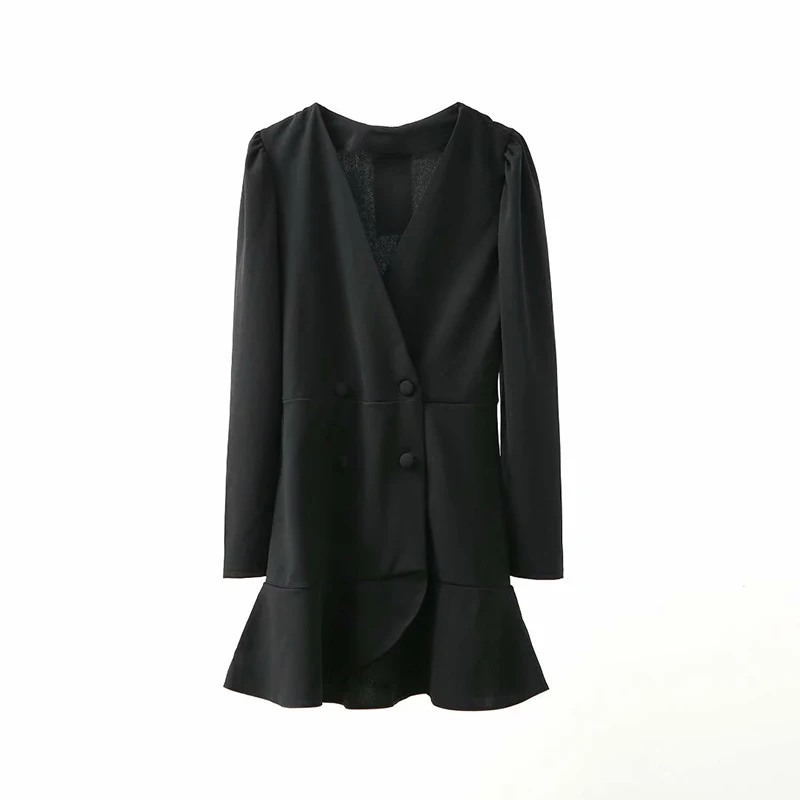 Женское двубортное офисное платье ZA элегантное праздничное мини в английском