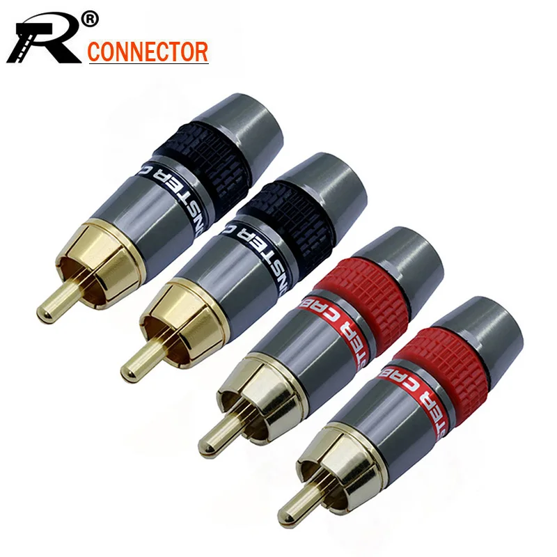10 шт./лот RCA разъем позолоченный провод разъем 8 мм кабель RCA штекер Высокое качество динамик штекер Адаптер 5 пар красный+ черный