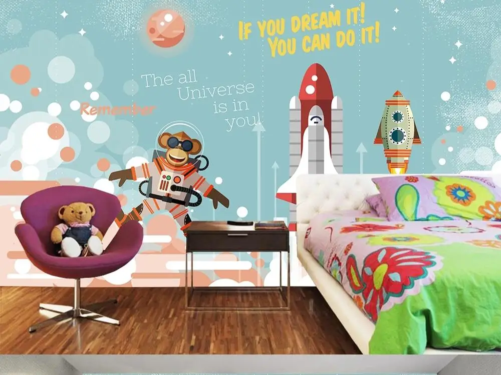 

New Custom 3D Large Mural Wallpaper Original cartoon Simple blue starry sky children's room TV Background living Bedroom