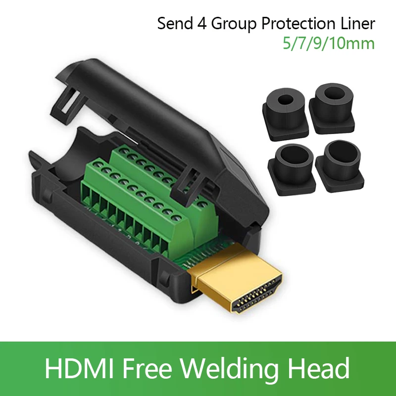 

HDMI-совместимый штекер 19P, клеммы для выключения, паяльный/сварочный разъем с крышкой, соединители HDMI, Соединительный адаптер