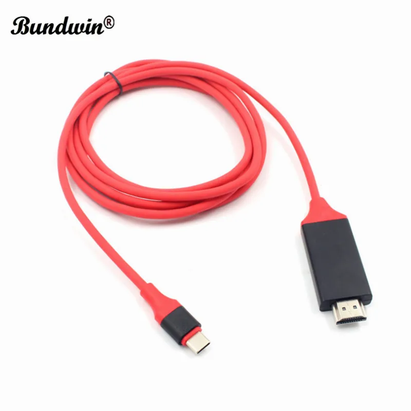 Bundwin Кабель с разъемом типа C USB 3 1 к совместимому HDMI кабель 4K 2 м USB-C HDTV конвертер