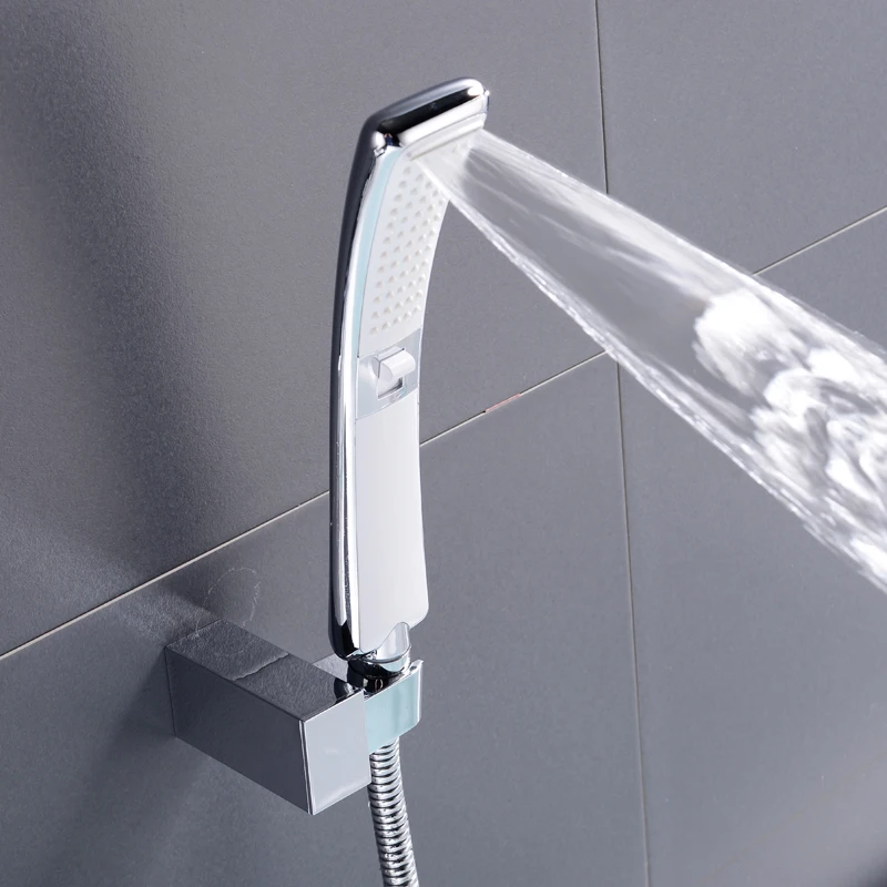 

Waterfall 2 Function Hand Held Shower Head High Pressure Rain Shower Sprayer Set Water Saving Brushed Nickel , Black New Design
