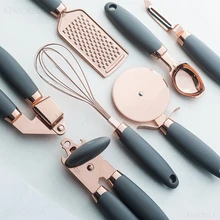 7set Kitchen Gadget Set Rose Gold Stainless Steel Garlic Press Cutter Scoop peeler cheese Grater Kitchenware Kitchen Accessories