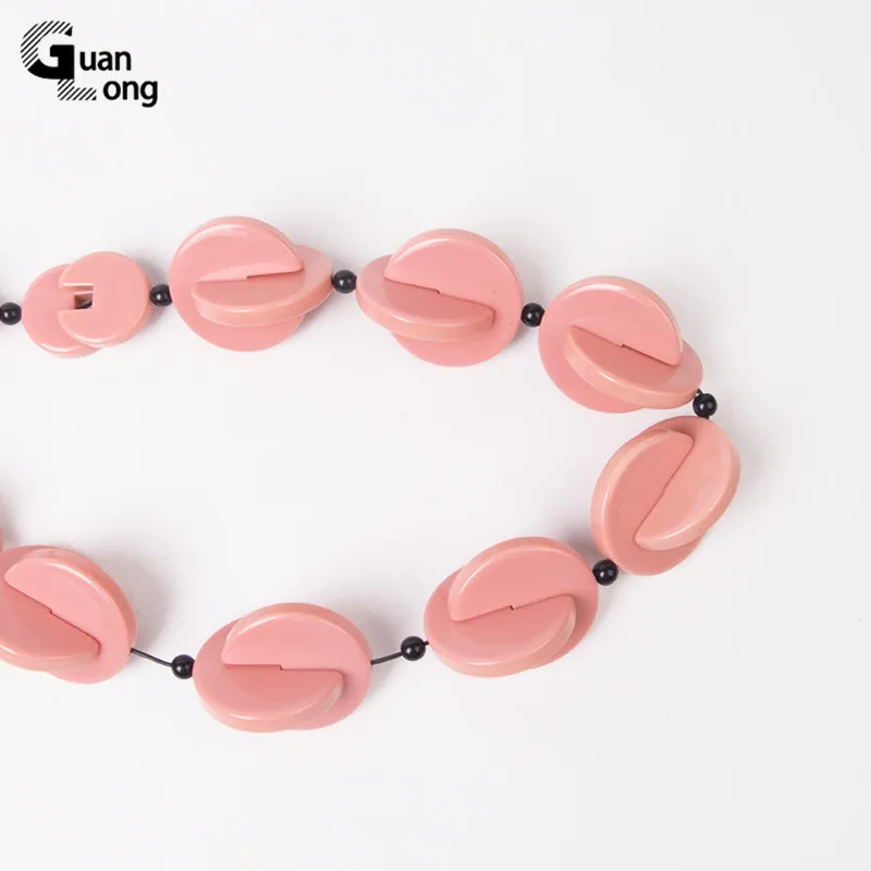 

Guanlong Acrylic Fashion Beaded Necklace for Girls Resin Rope Chain Necklaces Women No Pendant Cute Custom Bohemian Necklace