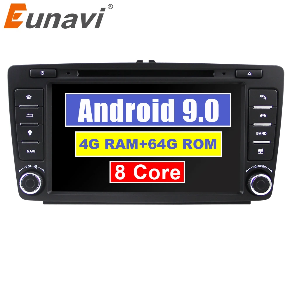 Eunavi Восьмиядерный 2 din 8 ''Android 9,0 4G ram автомобильный dvd-плеер для Skoda Octavia A7 gps навигация радио мультимедиа DAB