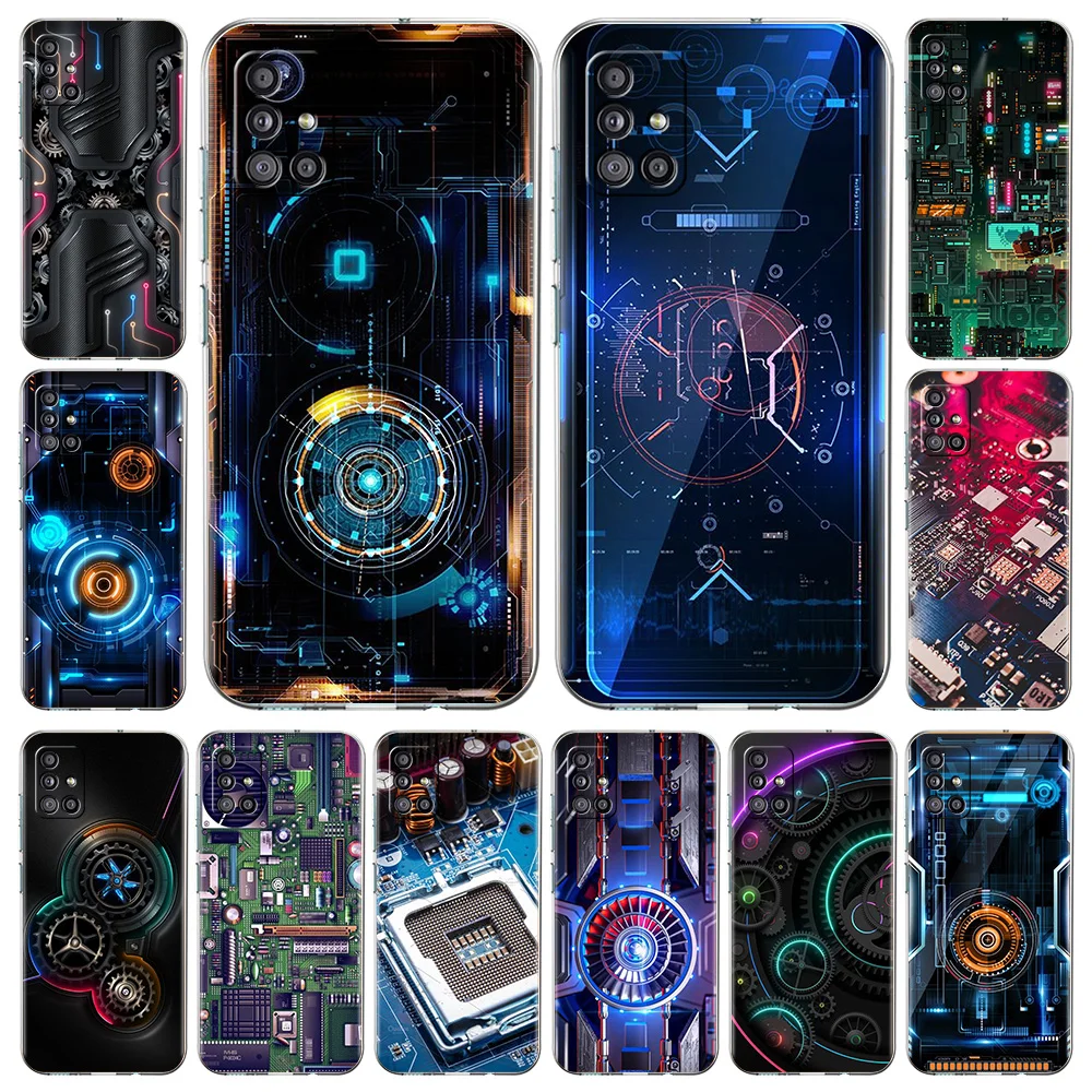 

Cartoon Circuit Board Phone Case Cover For Samsung Galaxy A51 A71 A41 A31 A21S A11 A01 M31 Transparent Soft TPU Fundas Shell Bag