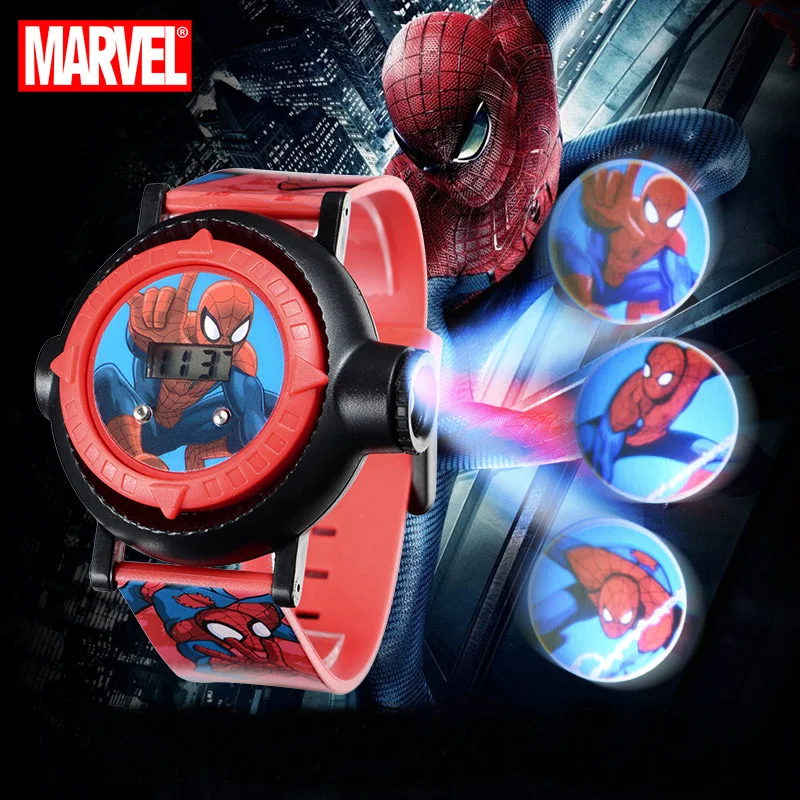 Child Digital Watch MARVEL Hero Spider Men Boys Interest Clock Projector Student Gift Luminous Time Kid Wristwatch Baby Wotches