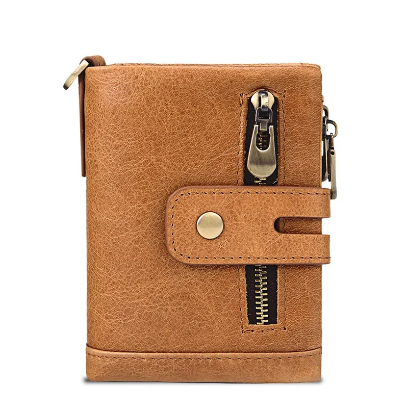 Luxucy Brown Модный женский кошелек из натуральной кожи, женские кошельки на застежке с двойной молнией, дизайнерский Кошелек для монет, ID держатель для карт, тонкий кошелек унисекс - Цвет: Luxucy Brown
