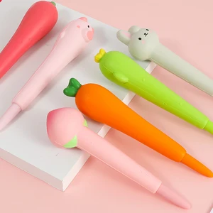Mohamm 1Pc Cartoon Decompression Pen Carrot Cactus Cute Gel Pen Stationery School Supplies