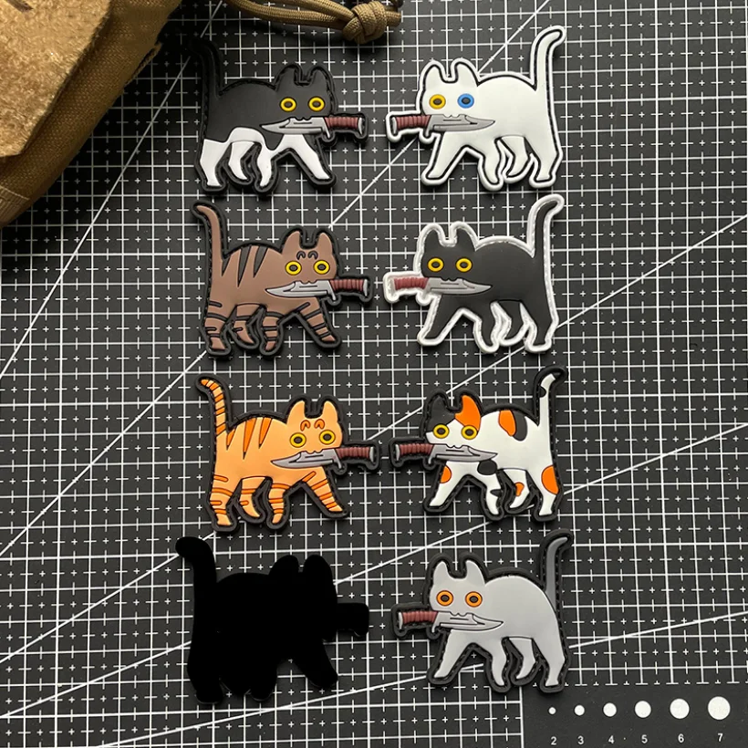 Поклевочный нож серии Little Cat вышитая нашивка из ПВХ милые животные домашних