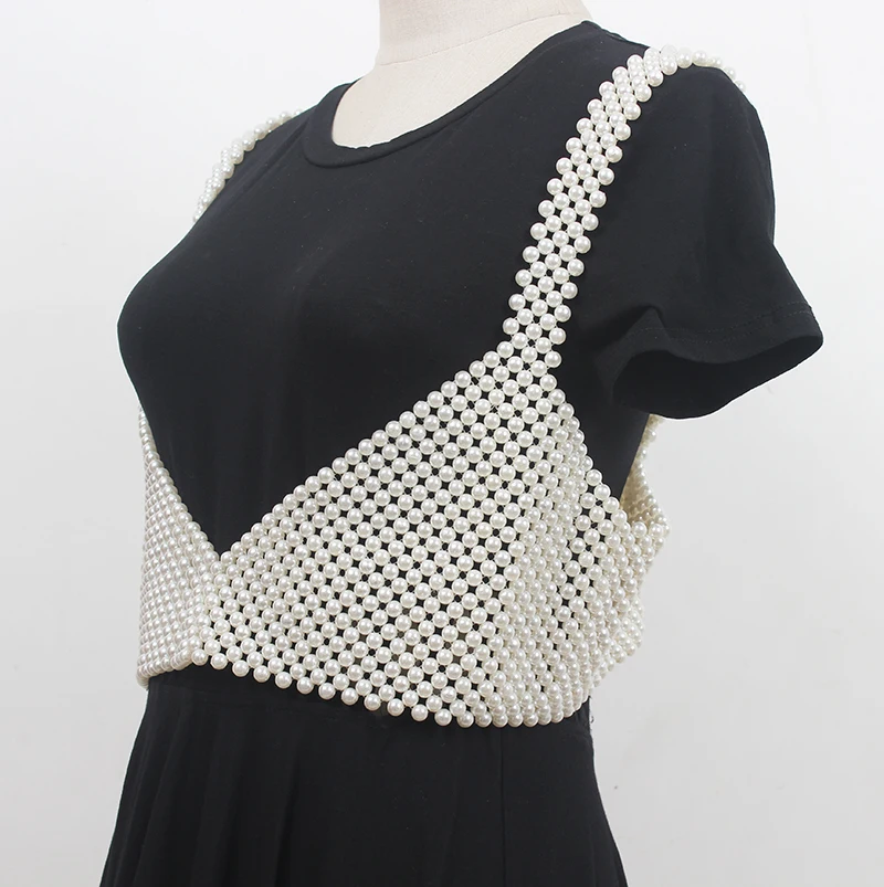 Women's runway fashion pearl knitted vest Cummerbunds female Dress coat Corsets Waistband Belts decoration wide belt R3560