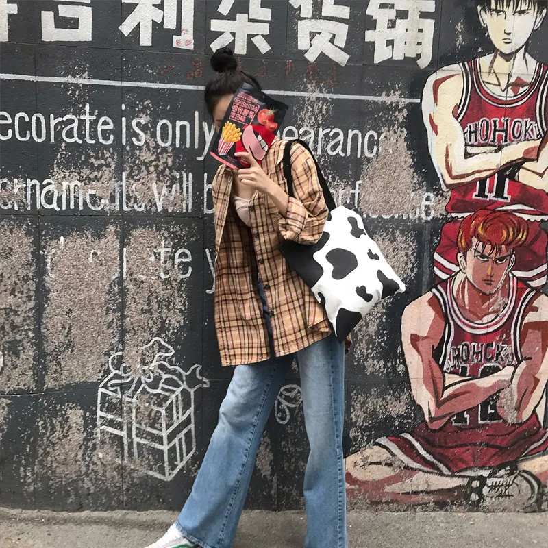 Молодежная Холщовая Сумка через плечо с буквенным принтом женская сумка тоут для