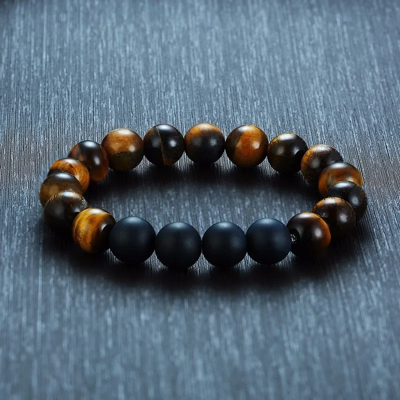 Эластичный браслет для йоги с каменными бусинами тигровый глаз 8 мм мужские и
