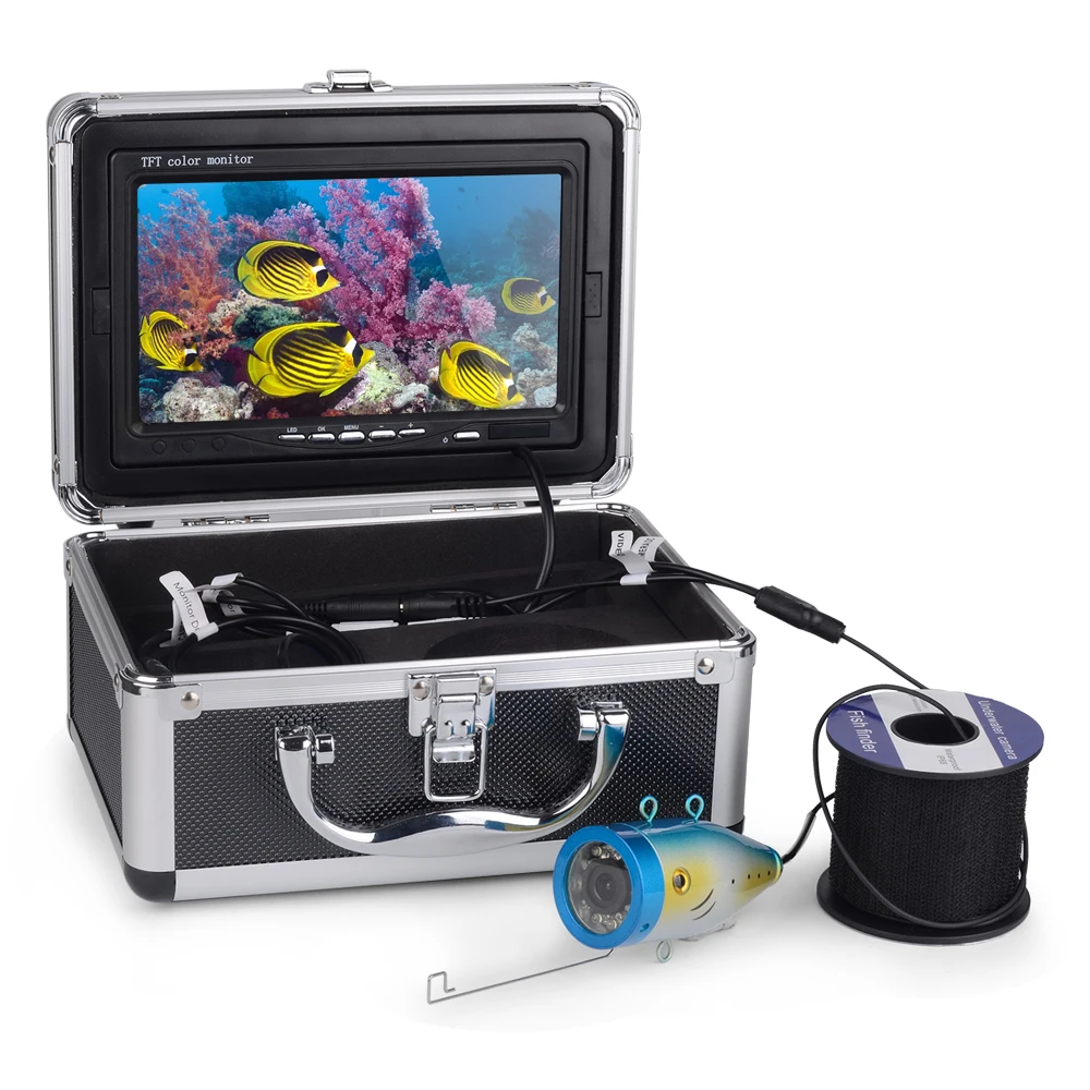 Fish Finder Underwater Fishing Camera 7 Inch 1000TVL Waterproof Video Underwater Camera 24PCS Infrared Lamp ICE Fishing 30 mete