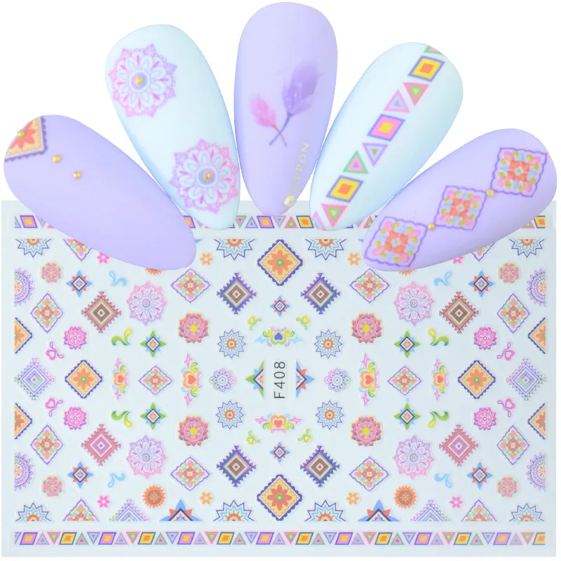 1Pc Geometric Nail Decals 3D Ultra thin Back Gummed Disign Self-adhesive Transfer Stickers For Nails DIY Art | Красота и здоровье